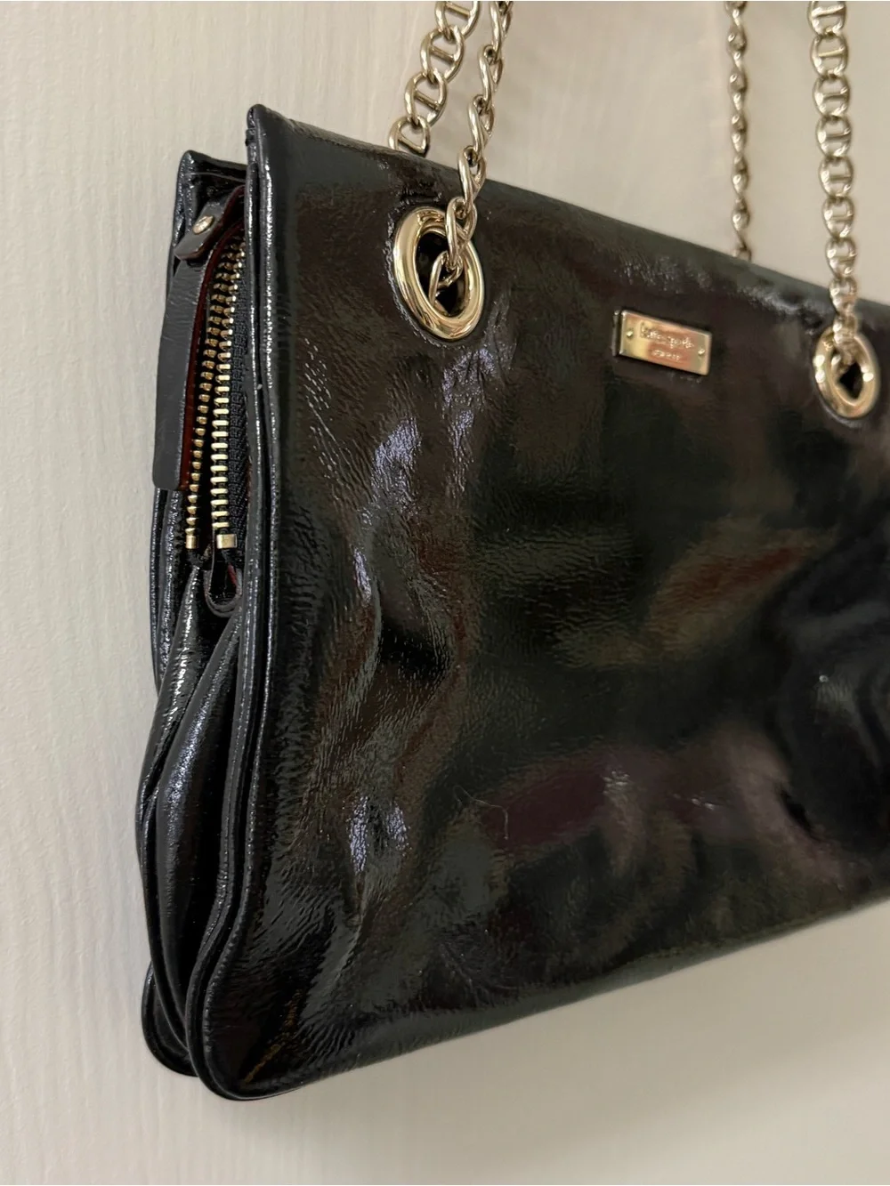 Kate Spade Black Patent Chain-Handle Shoulder Bag